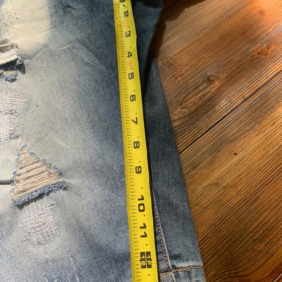 Bleecker & Mercer Mens Blue Distressed Destroyed Jean Shorts Size 34 W Hip Hop - Picture 9 of 14